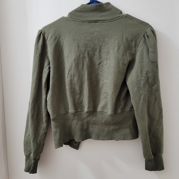 XL (runs small) womens short bomber utility jacket 100% cotton dark green - Picture 2 of 5
